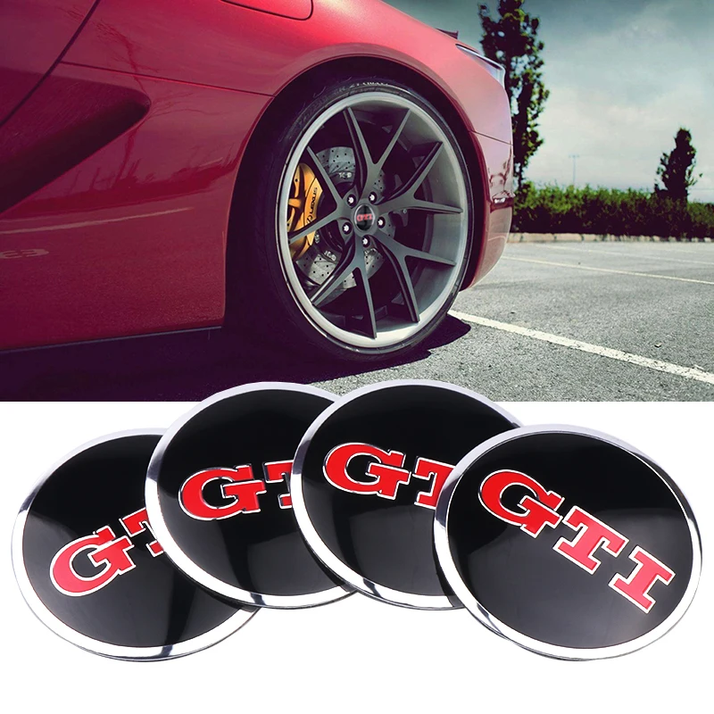 4pcs 56mm Car Wheel Center Cover Stickers Hub Cap Sticker decorate acessorios para carro For Volkswagen R Golf Motion GTI Polo