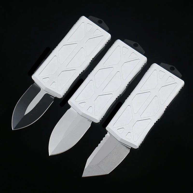 MT Silver White Outdoor Self Defense Blade Mini knives Tactical Camping Hunting Keychain Knife EDC Tool