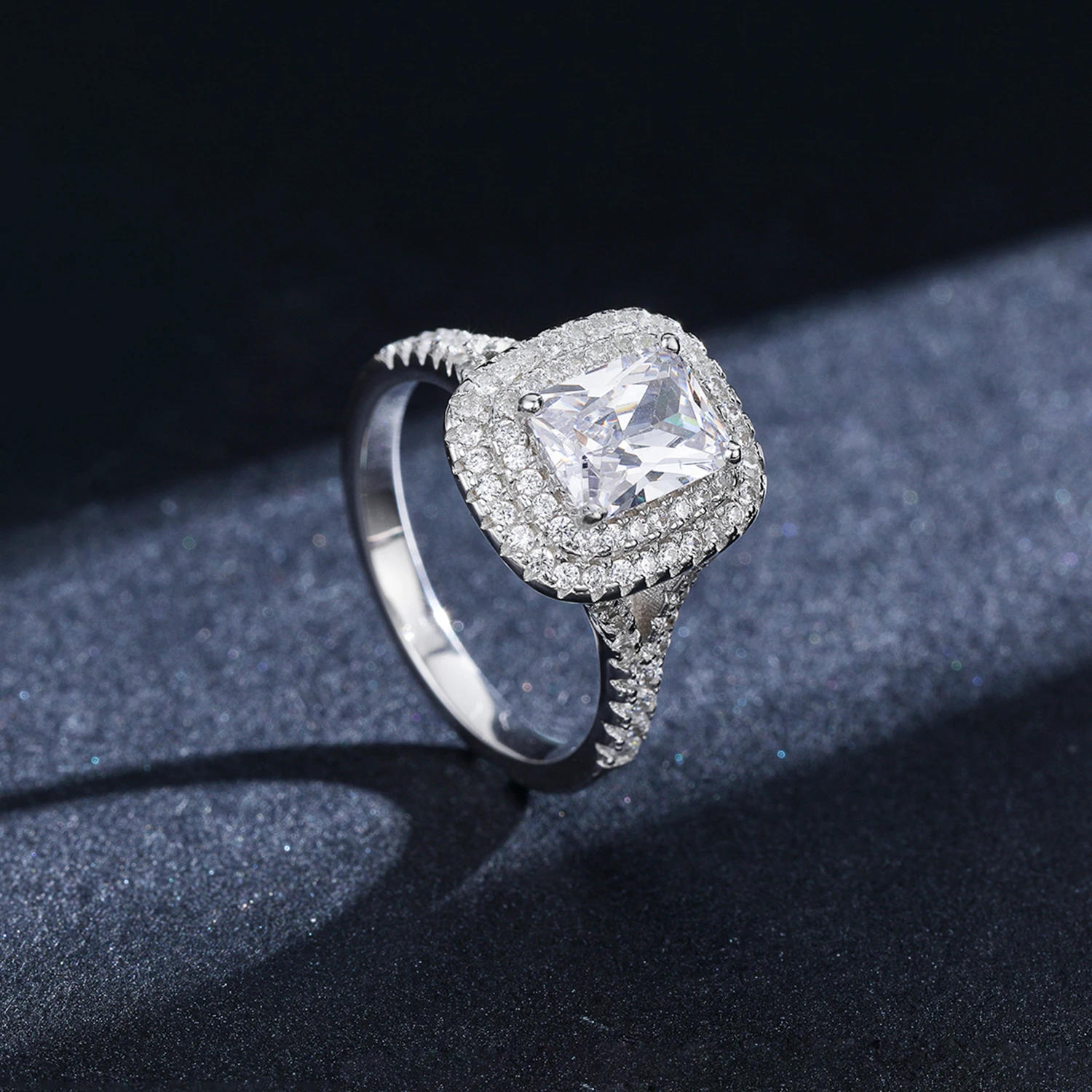 2021 Top quality R&J Brand Bridal 100% Solid 925 Sterling Silver Ring Cake Engagement Wedding Fine rings Jewelry For Women