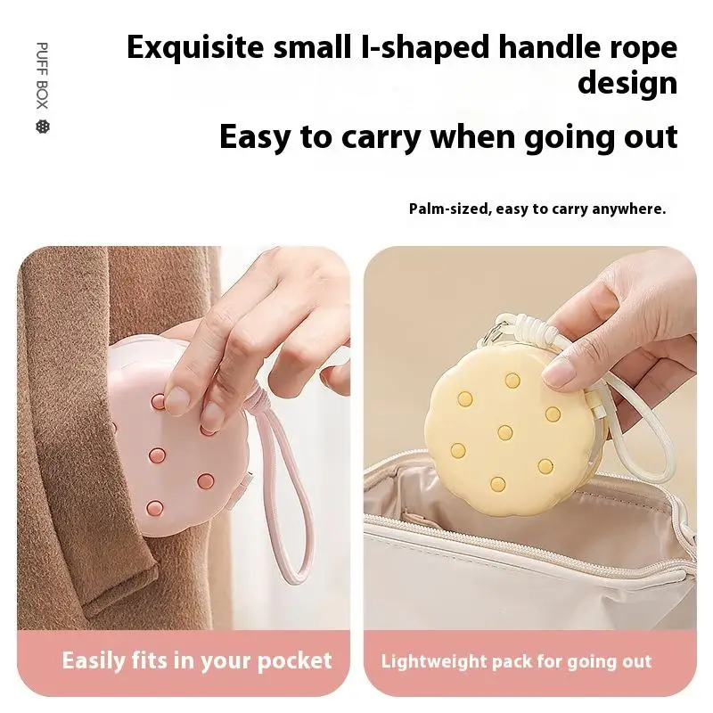 1 stücke Cookie Form Doppel-schicht Puderquaste Storae Box Sicheres Material Multifunktionale Kosmetische Lagerung Box Staubdicht Box Organizer