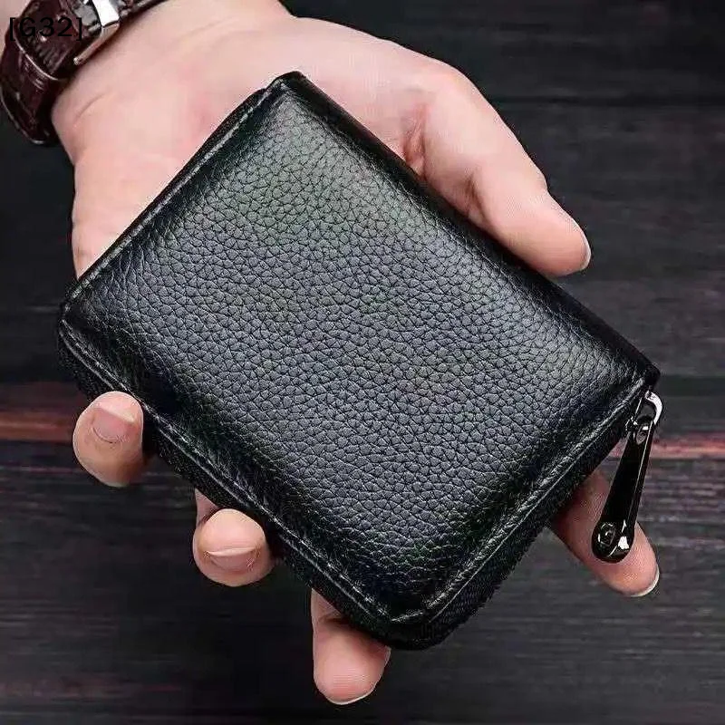 PU Leather Men Women Card Holder Small Zipper Wallet Solid Coin Purse Multi Card Slot ID Business Credit Card Bags[G32]