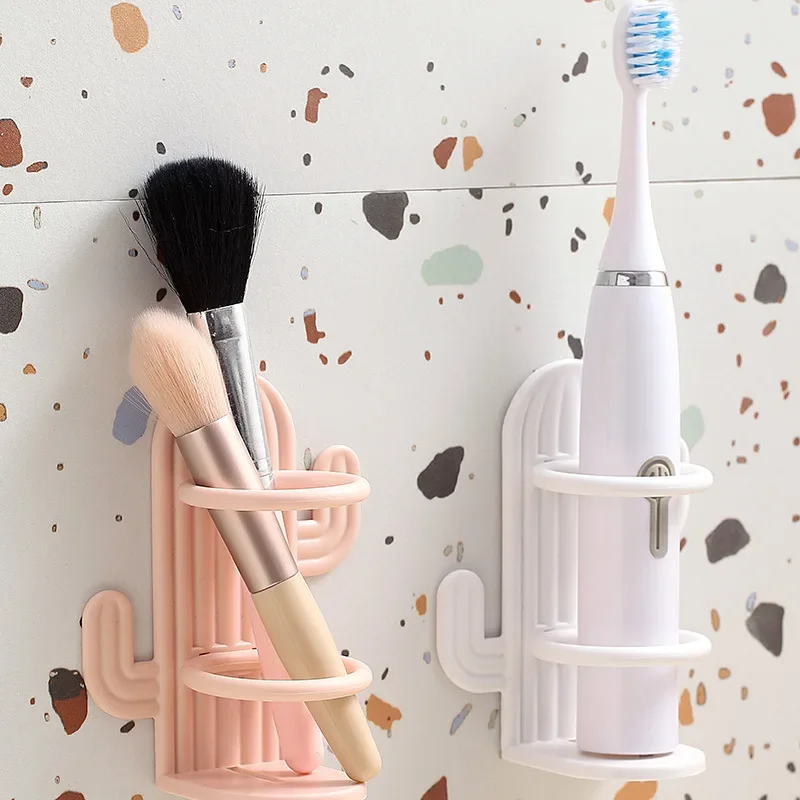 Cactus Electric Toothbrush Holder Wall Mounted Self-adhesive Storage Rack Razor Makeup Brush Comb Organizer Bathroom Accessories