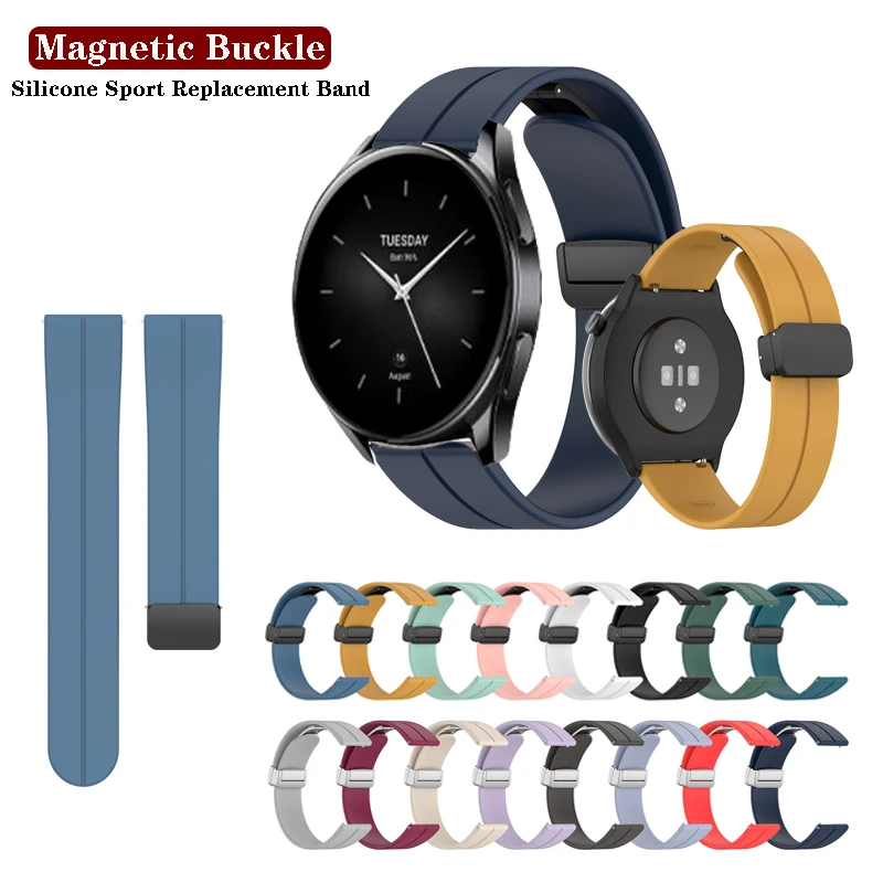 22Mm Siliconen Magnetische Gesp Opvouwbare Gesp Band Voor Xiaomi Horloge S1 S2 S3 Kleur 2 / Haylou Solar Rt2/Rs4/Gst/Ls04