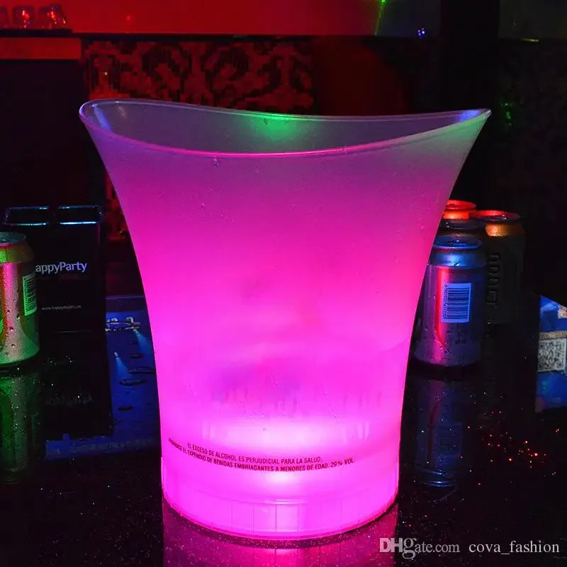 

LED Ice Bucket 5L Plastic Color Changing Bars Nightclubs LED Beer Bucket for KTV Party Night420g18.5*23.5*23.5CM