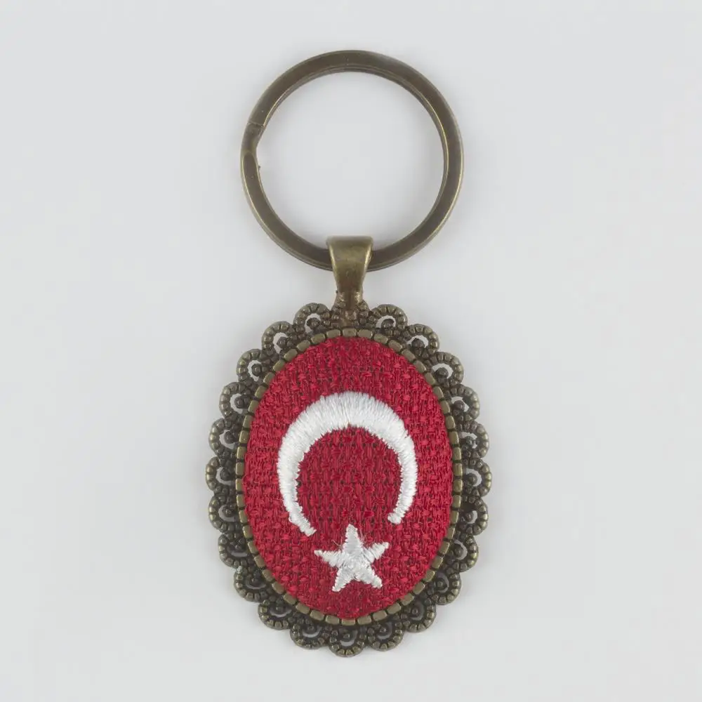 Moon Star Cross Stitch Key Chain