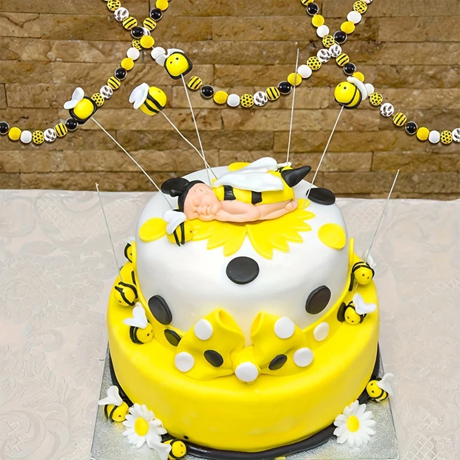 60 Stück Biene Holz perlen Holz biene Waben perlen Bauernhaus perlen runde Abstands perlen mit Loch für Halskette Armband