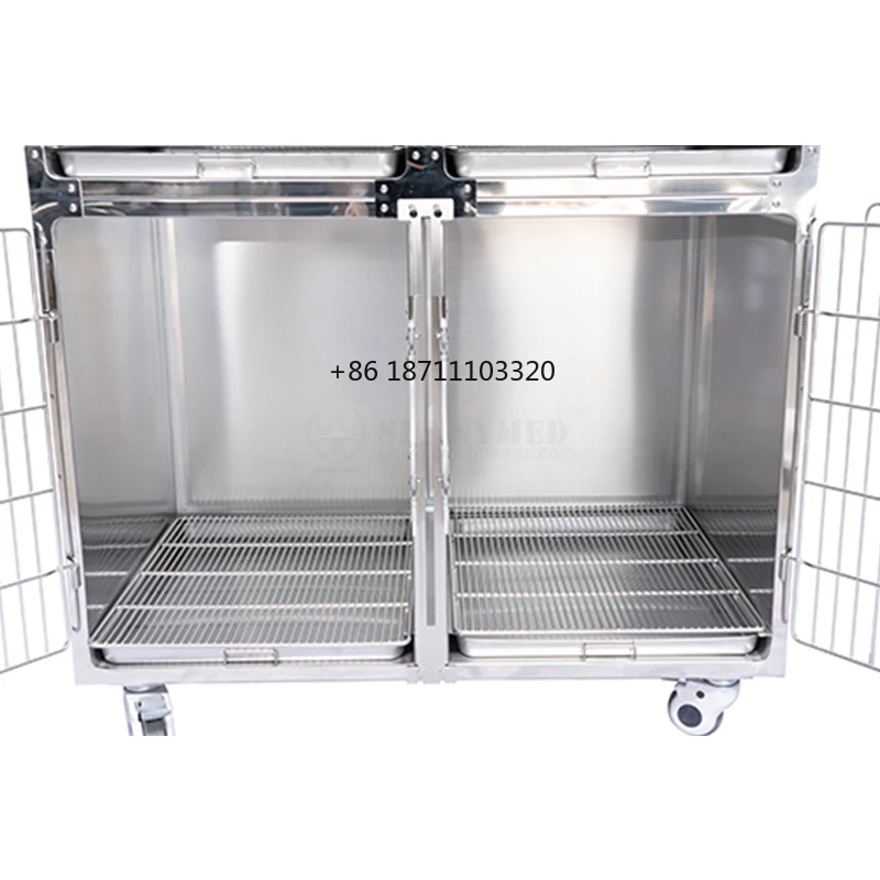 SY-W033 Veterinary Hospital Metal Stainless Steel Pet Oxy-gen Cages for Pets Hospital