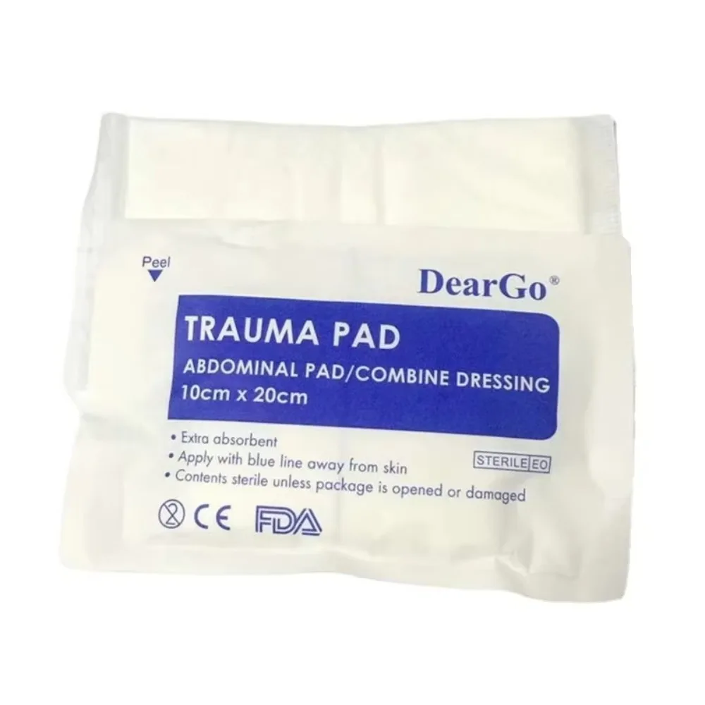 Almohadilla hemostática no tejida para traumatismos, vendaje absorbente de primeros auxilios, Kit de cuidado de quemaduras de gasa para Control de sangrado de emergencia