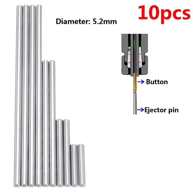 Set di perni di espulsione da 10 pezzi da 5.2mm alesatore da 3.2-15.2cm per spingere i pulsanti del trapano specifiche ad alta durezza alesatore in