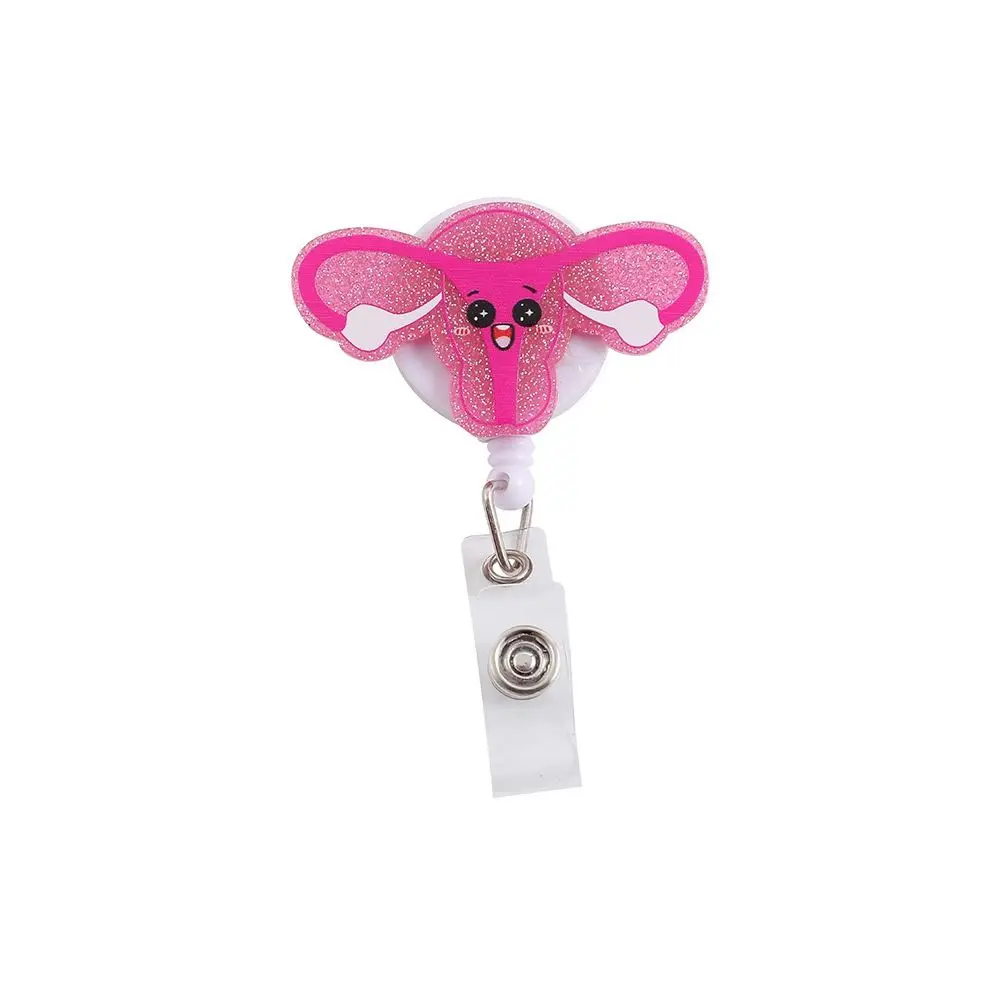 

Вращающийся на 360° выдвижной держатель для бейджа с простым механизмом вытягивания, зажимом-крокодилом и блестками, для медсестер и врачей