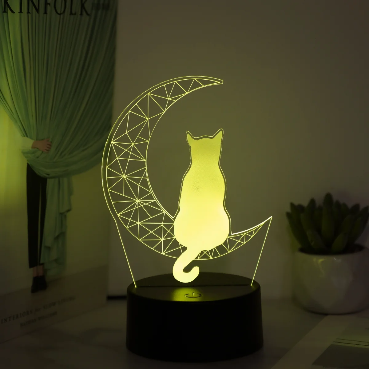 Usb powered 3D illusion night light - touch seven color ambient light, decorative light, bedside lamp, perfect gift light.
