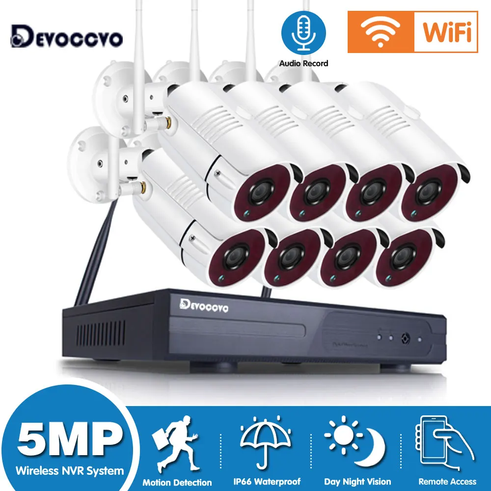 

8CH 5MP HD WiFi IP Security Camera Set Wireless NVR Kit Human Detection Audio Record P2P CCTV Bullet Camera Surveillance System