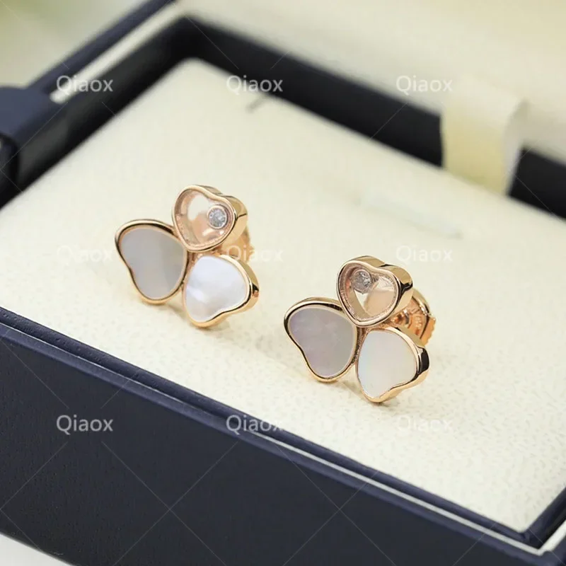 CY Fashionable New Rose Gold Butterfly Heart shaped Earrings for Women\'s Temperament Exquisite Luxury Brand Jewelry Party Gift