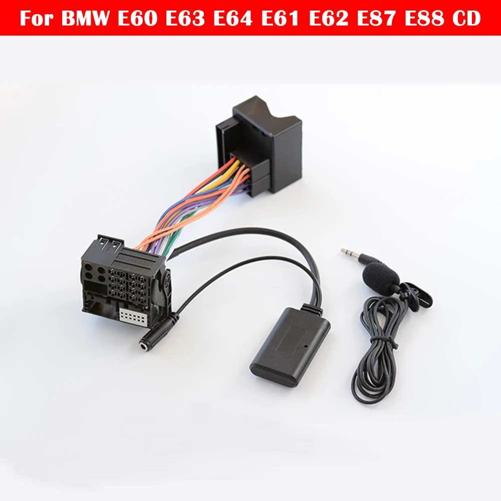 Fits For BMW E60 E63 E64 E61 E62 E87 E88 CD Bluetooth 5.0 Audio AUX Cable Big Plug Adapter 12pin Handsfree Microphone