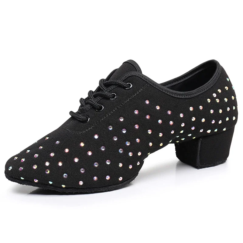 Zapatos de baile de Salsa negros para hombre y mujer, zapatillas de lona Flash estándar para salón de baile, Tango, latino, profesional, para profesores, zapatillas de Jazz