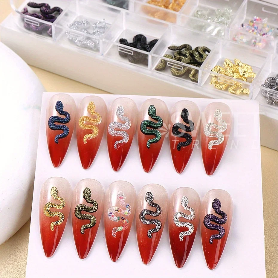 12 شبكة الشرير القوطية الأفعى مسمار الديكور سحر الراتنج والمعادن تصميم لامعة مجوهرات DIY بها بنفسك هالوين عطلة نمط مانيكير جزء #5