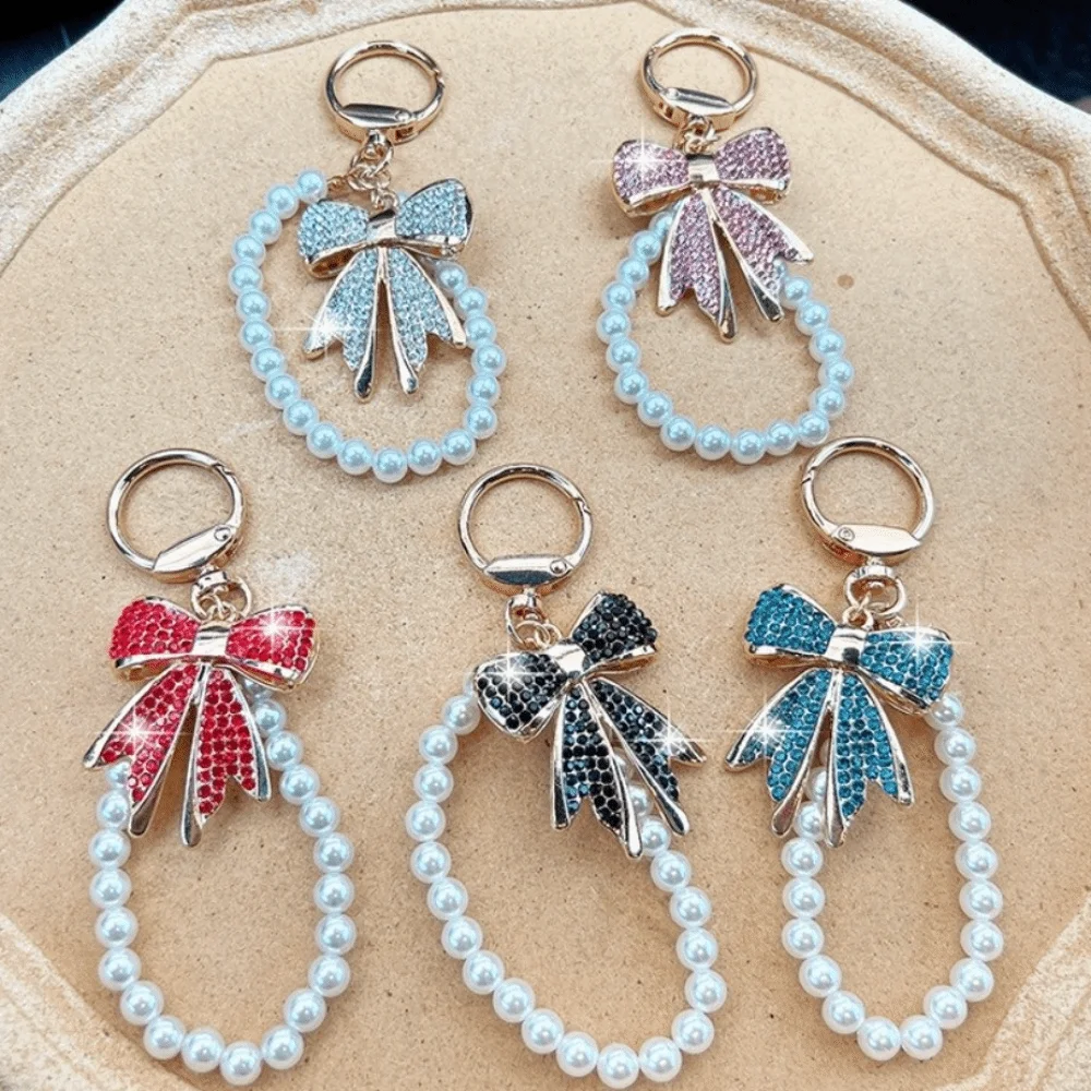 

New Shiny Bow Rhinestone Bow Keychain Sparkling Detachable Bag Charm Colorful Keychain Pendant Bag Accessories