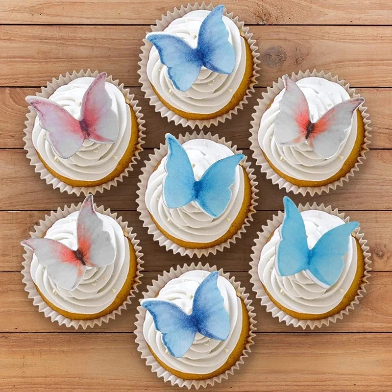48/160 Stück rosa Schmetterlinge Cupcake Topper Papier Schmetterling Kuchen Topper für Geburtstag Braut Baby Dusche Mädchen Kuchen Dekorationen – Detail 20