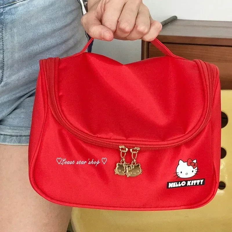 Sanrio tas penyimpanan perjalanan pelajar kartun lucu, tas tangan Hello Kitty, tas kosmetik riasan