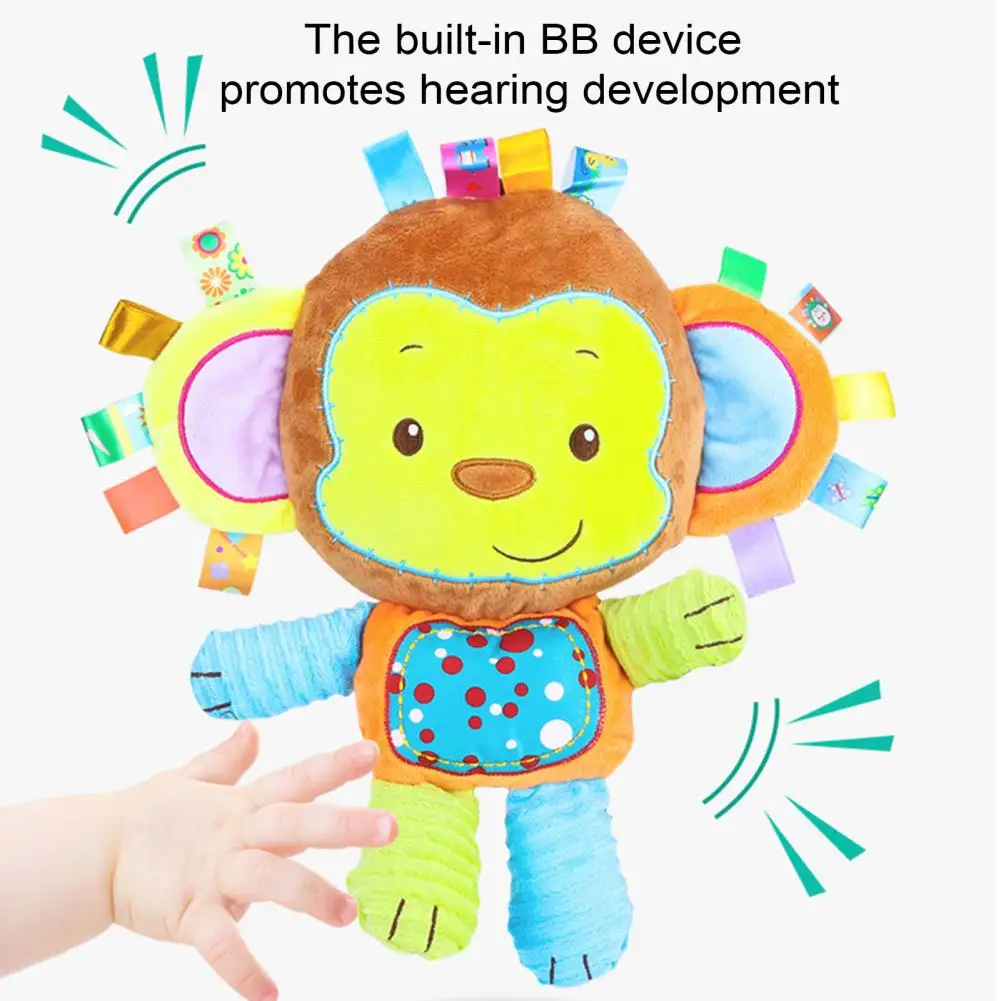 Children Emotional Support Toy Plush Doll Colorful Stuffed Doll Baby Crib Rattle Toy with Bb Device Cute for Emotional