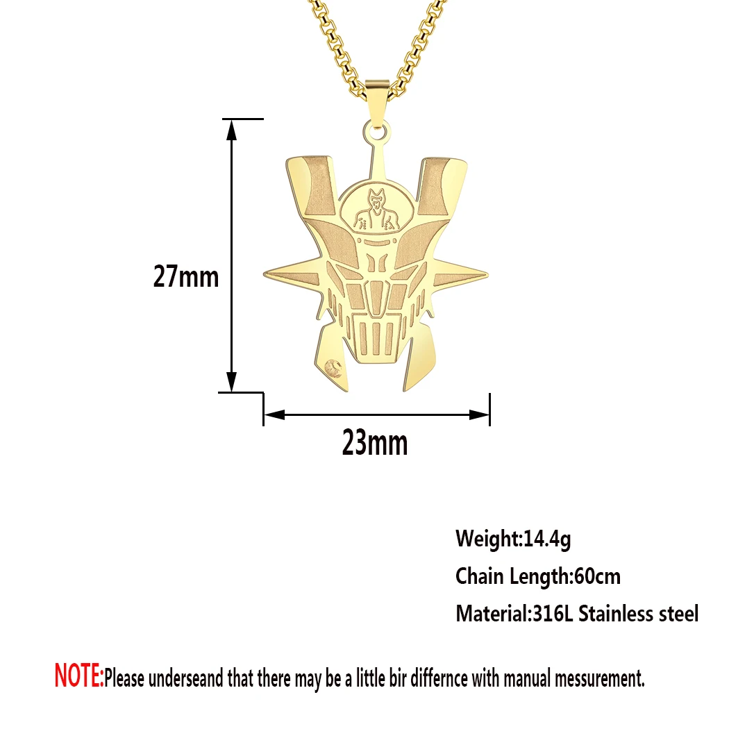 Todorova Trendy Stainless Steel Engraved Mazinger Armor Universal Pendant Necklace For Men Charm Warrior Jewelry Creative Gift