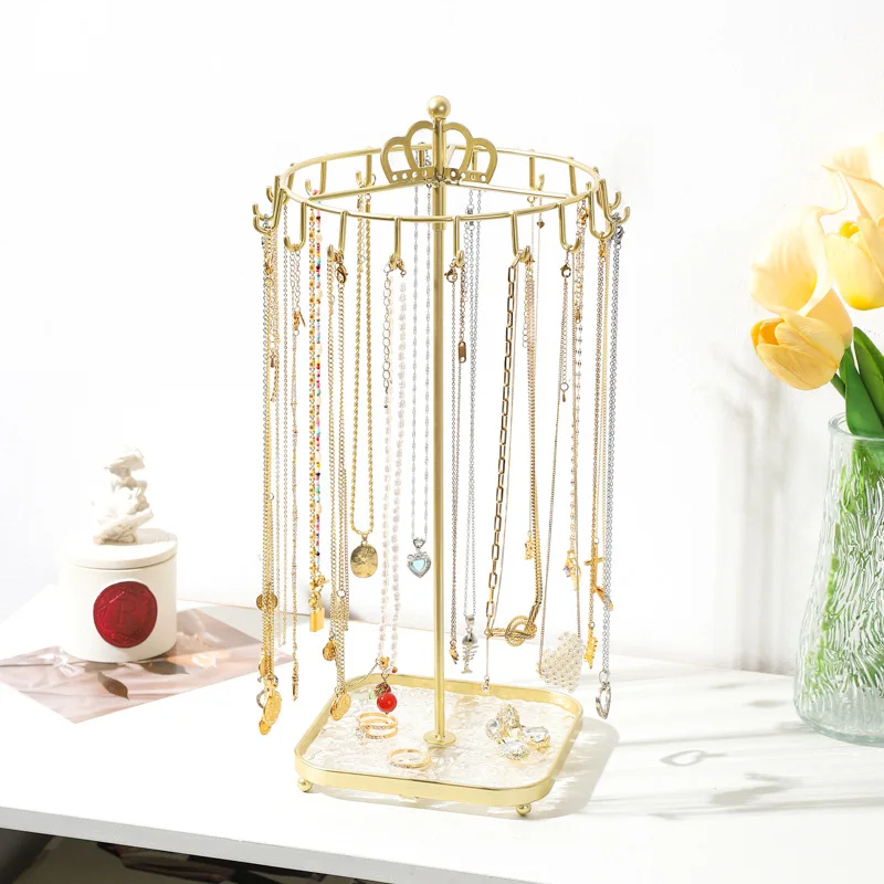 

Metal Jewelry Rack Rotating Necklace Display Stand Simple Home Jewelry Storage Holder
