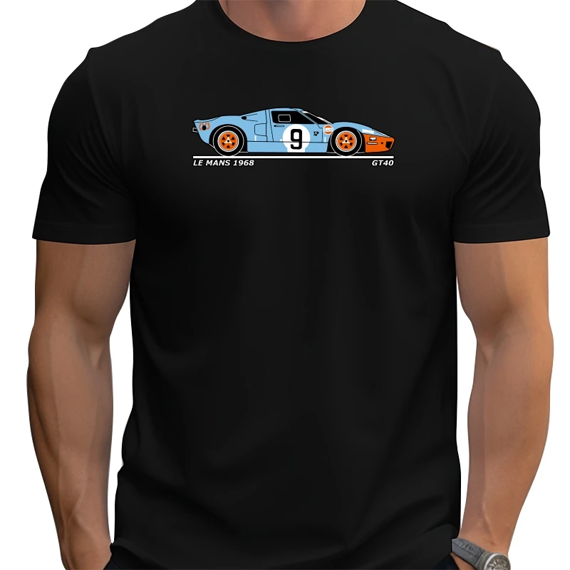 

Race Retro Classic 1968 Le Mans Gt40 Racing Car T-Shirt Hip Hop Men Short Sleeve T Shirt Men Cotton Tees Streetwear Harajuku