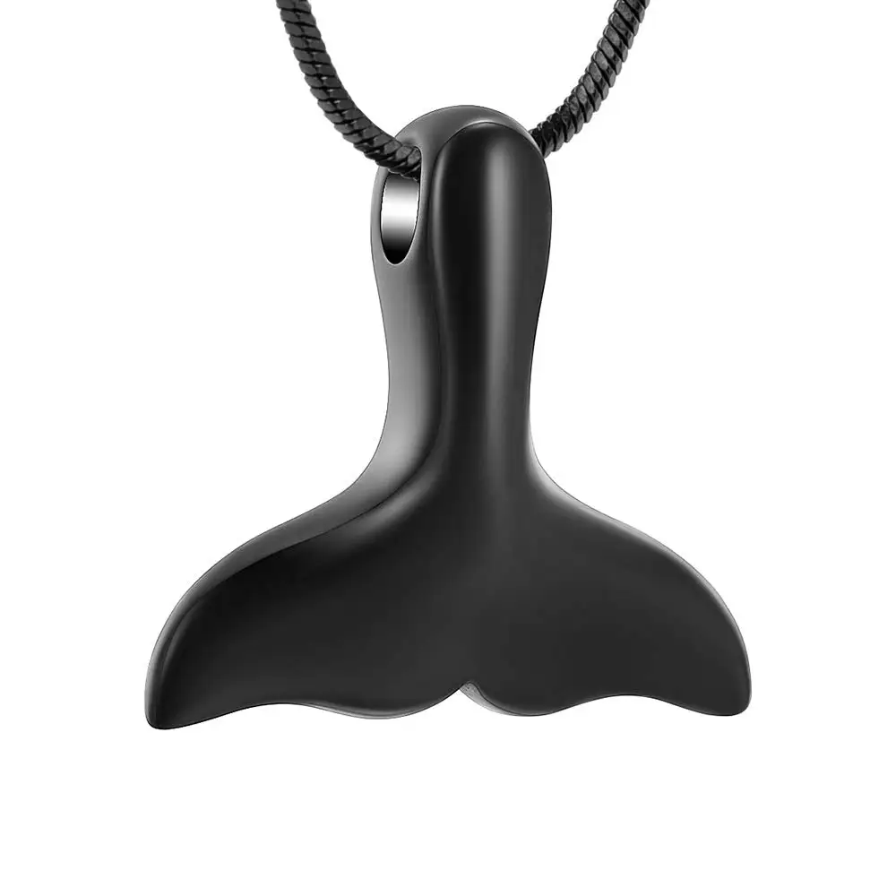 Cremation Jewelry Whale Tail Urn Necklace for Ashes Stainless Steel Keepsake Jewelry Memorial Pet Ashes Pendant for Men Women