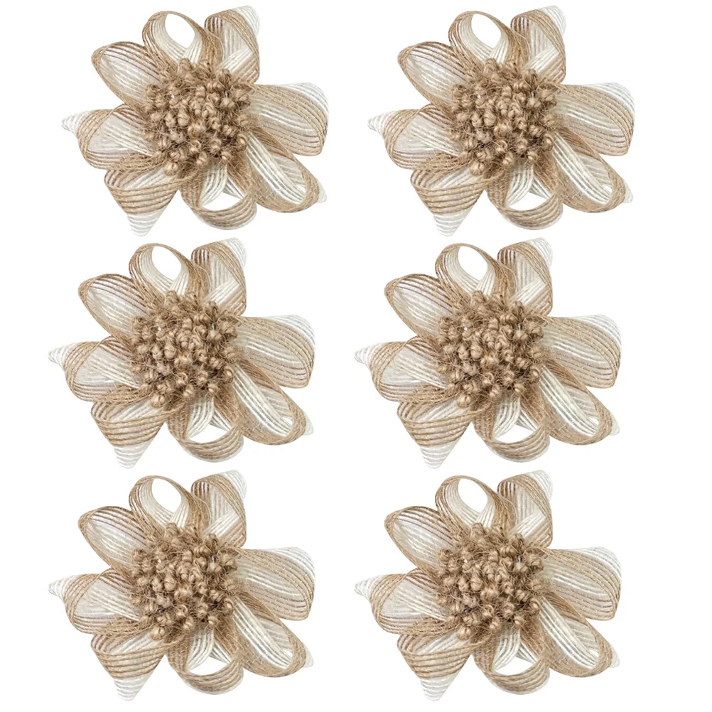 

6pcs Artificial Flowers Decorative Jewelry Hemp DIY Wedding Home Decor Fake Floral Porch Living Room Crafts Party Supplies