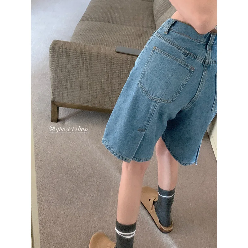 

2024 Summer Jean Shorts Women Streetwear High Waist Wide Leg Half Length Pant Denim Shorts Female Casual Loose Short Trousers