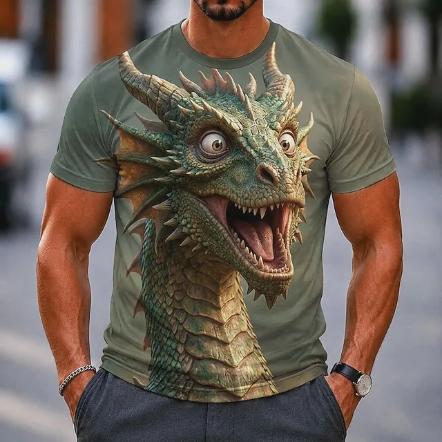 Men Animal Print Short Sleeve Tee Snake Spider Lizard Graphic Casual T-Shirt Multiple Styles