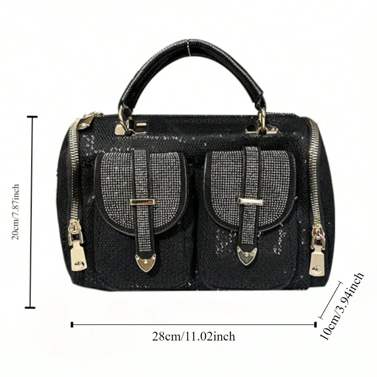 Women's mesh rainbow colored Paillette rhinestone crossbody bag, women's casual shiny office pocket, portable handbag