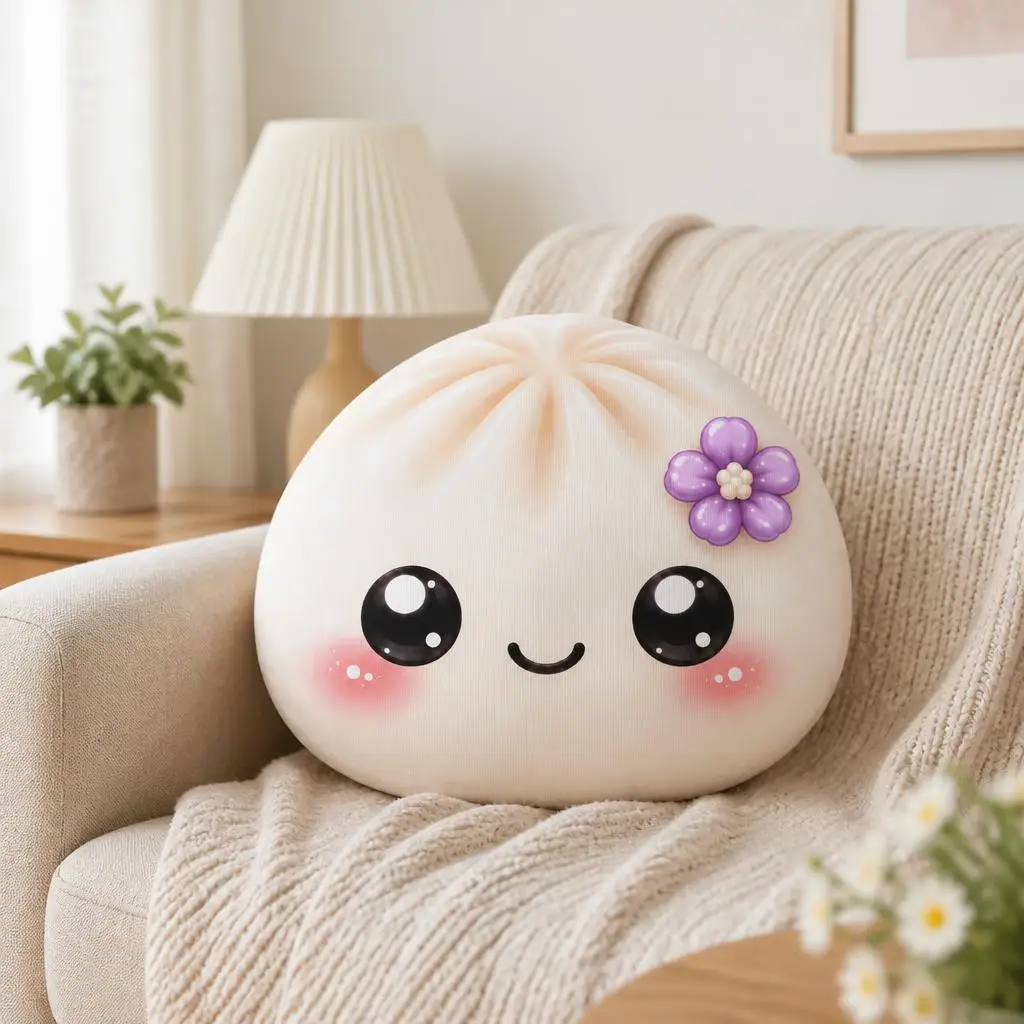 Bao Bun Flower Shaped Pillow Cushion Irregular Stuffed Throw Pillow for Sofa Home Decoration Gift