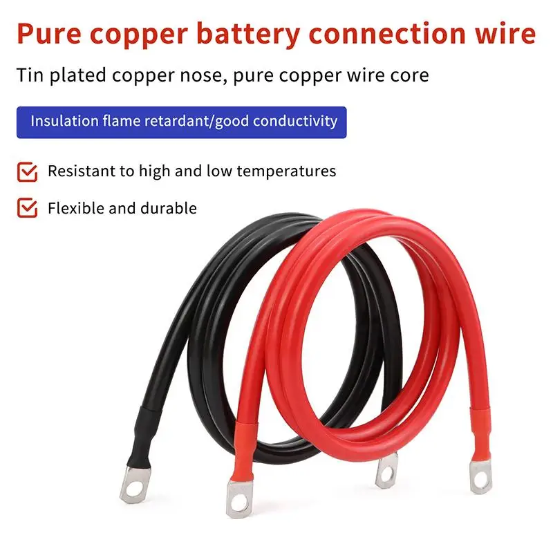 Battery Inverter Connect Cable Cold Resistant Silicone Wire Durable Lug Terminal for Snowmobile Electrical System