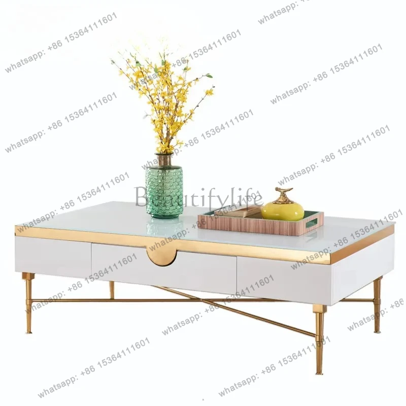 

Modern Morocco New Classical Postmodern Square Stainless Steel Coffee Table Tea Table for Living Room