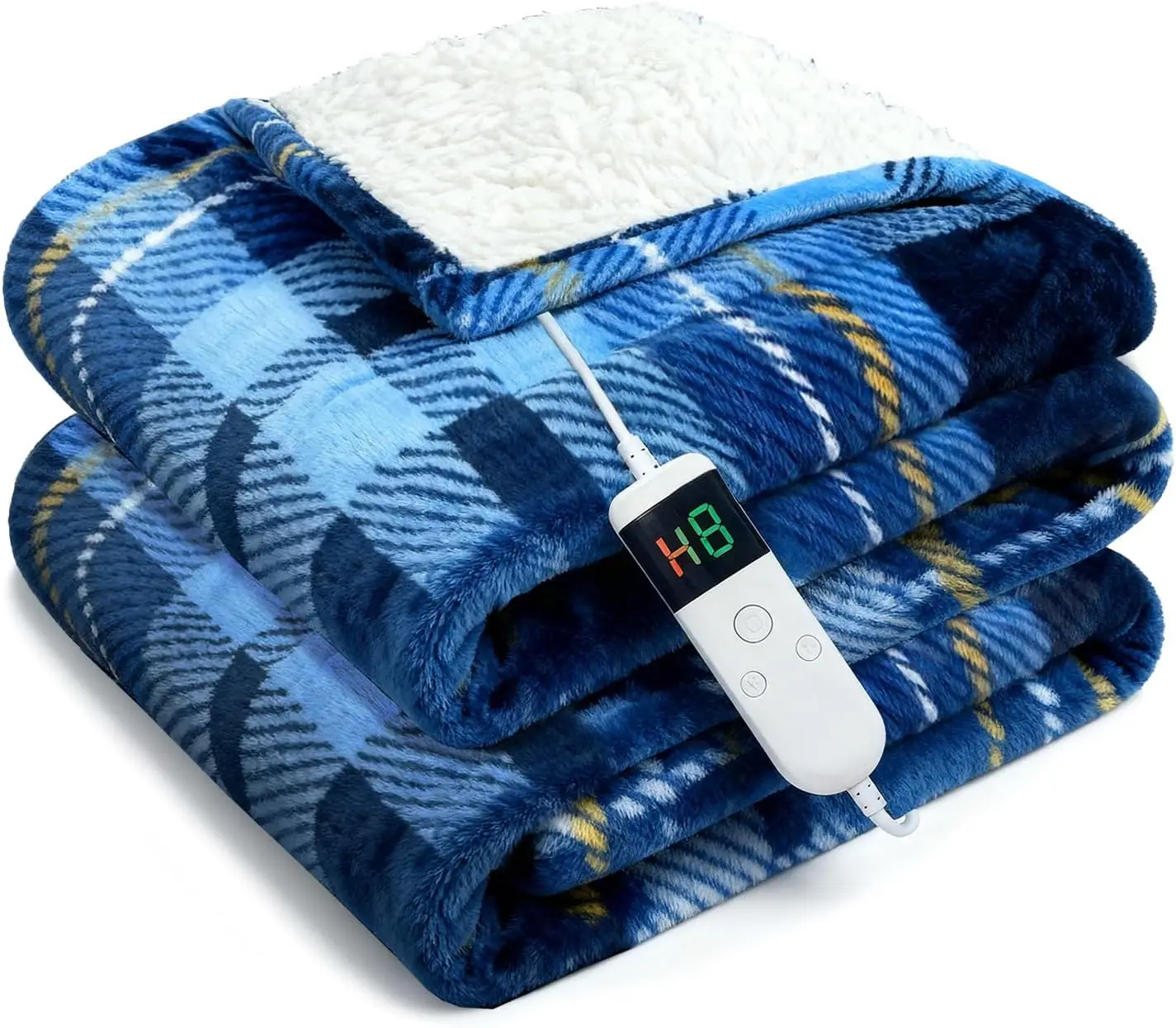 

Soft Flannel 72x84 Plaid Heated Blanket with 8-Hour Auto Off, 10 Heating Levels, Machine Washable