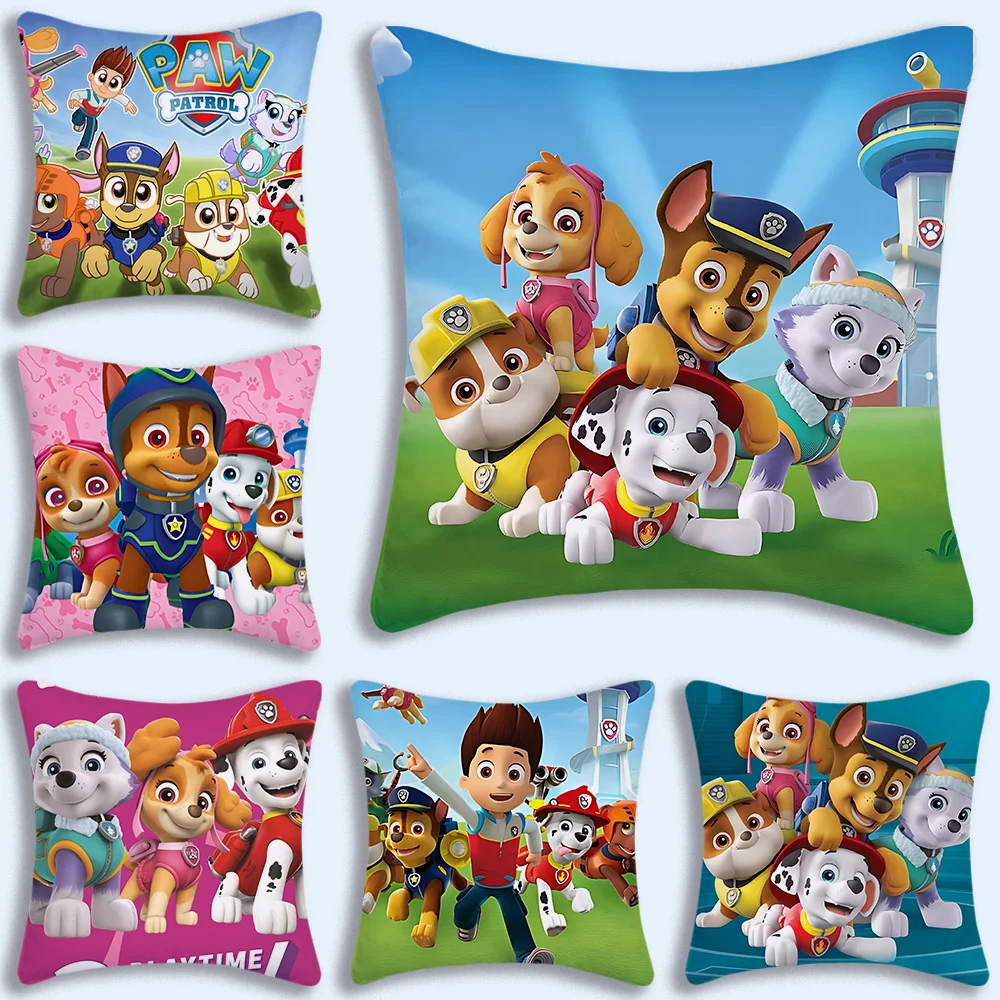 Hot Dogs P-Paws P-PatrolS Pillow Covers Cartoon Sofa Decorative Home Double-sided Printing Short Plush Cute Cushion Cover