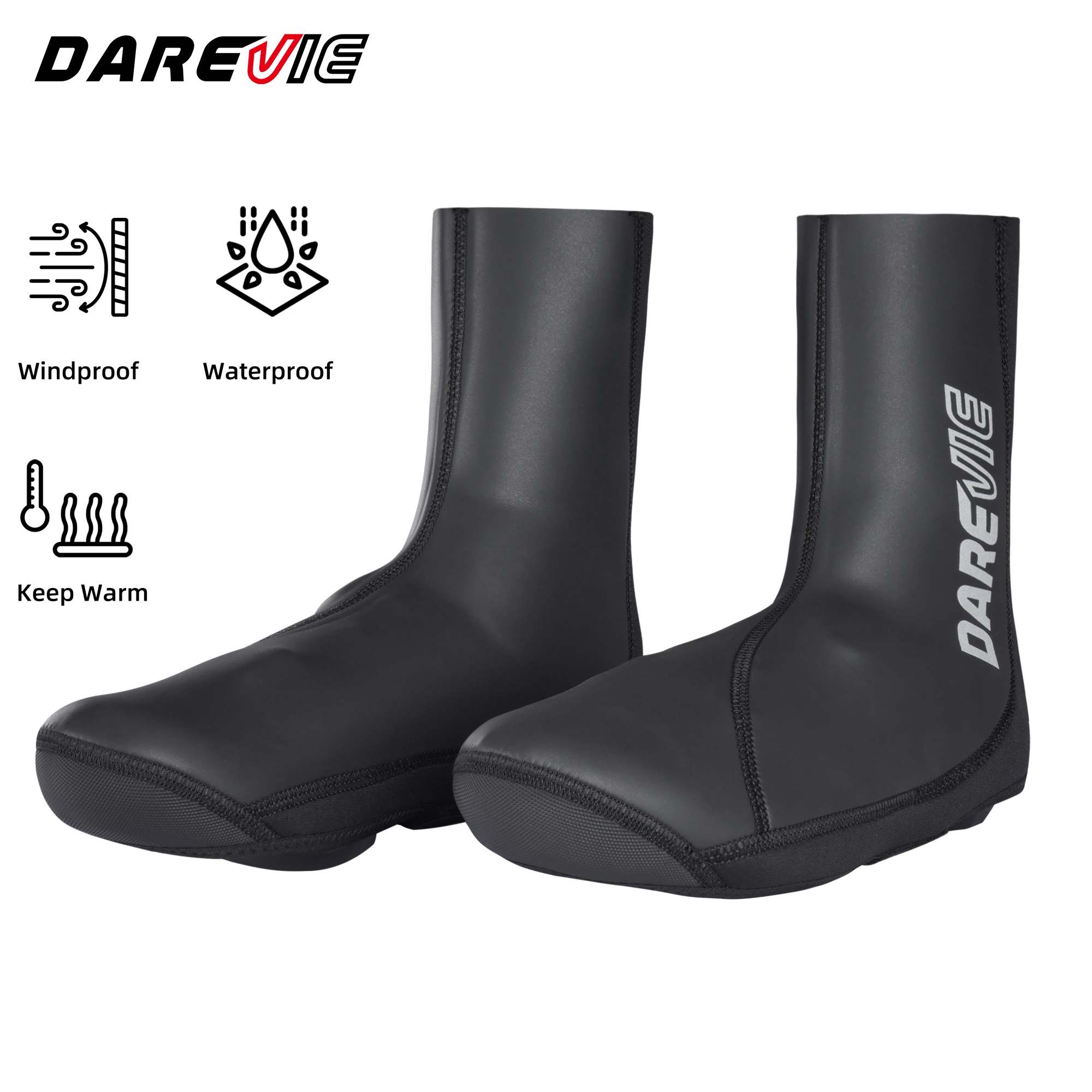 DAREVIE Couvre-chaussures de cyclisme imperméables et antidérapants, couvre-chaussures de cyclisme, vtt, route, extérieur, coupe-vent, Leggings de cyclisme d'hiver, hiver