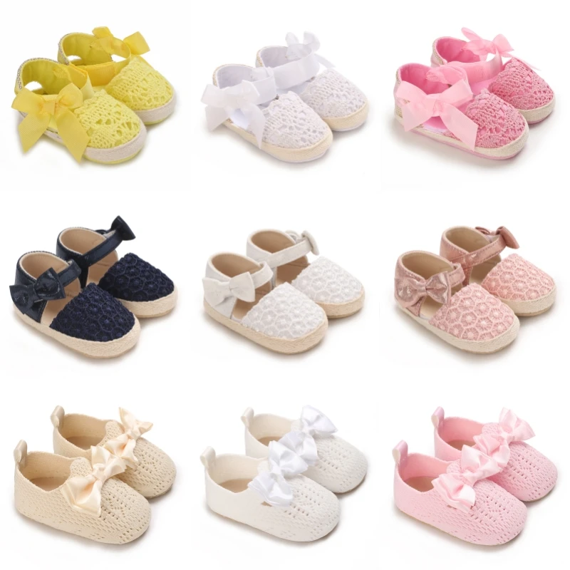 

Летние сандалии для маленьких девочек 0-12 месяцев, для первых шагов, с бантом, на мягкой подошве, повседневные, модные, удобные