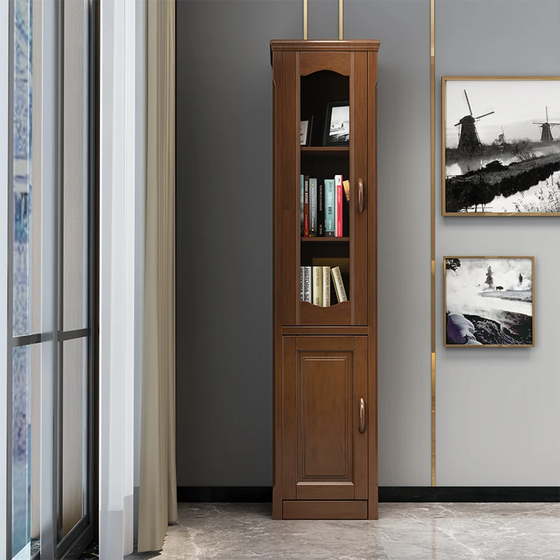 XL Solid Wood Single Door Bookcase Desk Side Cabinet With Door Storage Cabinet Corner Cabinet For Home Use