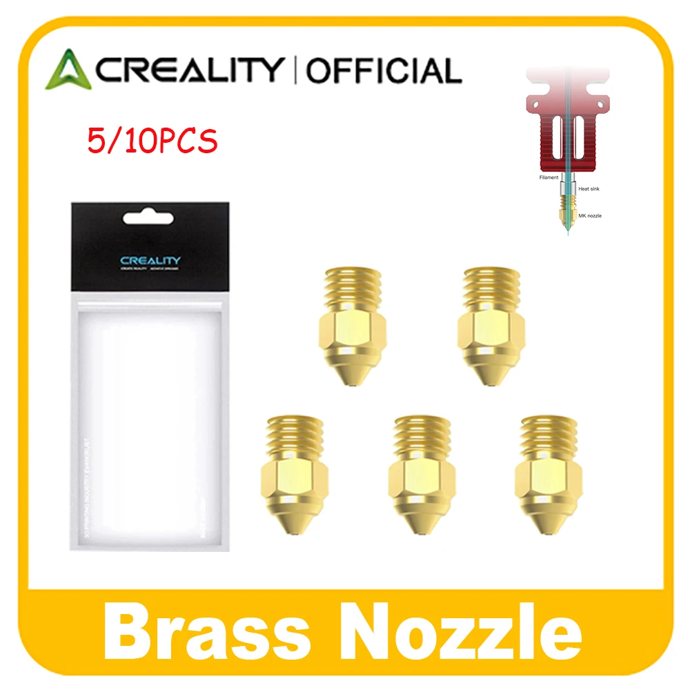 Creality 5 unids/set 0,2/0,4/0,6/0,8/1,0mm boquillas de latón extrusora Hotend para CR-6 SE/Ender-3 Series/Ender 5 piezas de impresora 3D