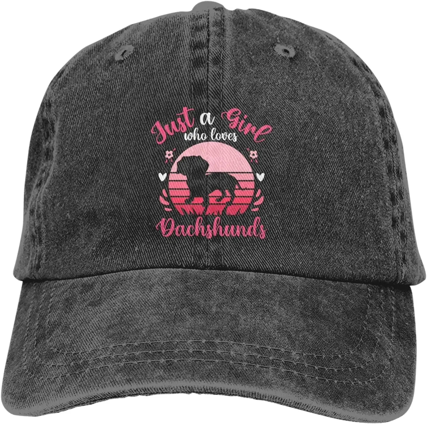 

Girl Love Dachshund Baseball Cap Golf Dad Hat Adjustable Original Classic Low Profile Cotton Hat Men Women