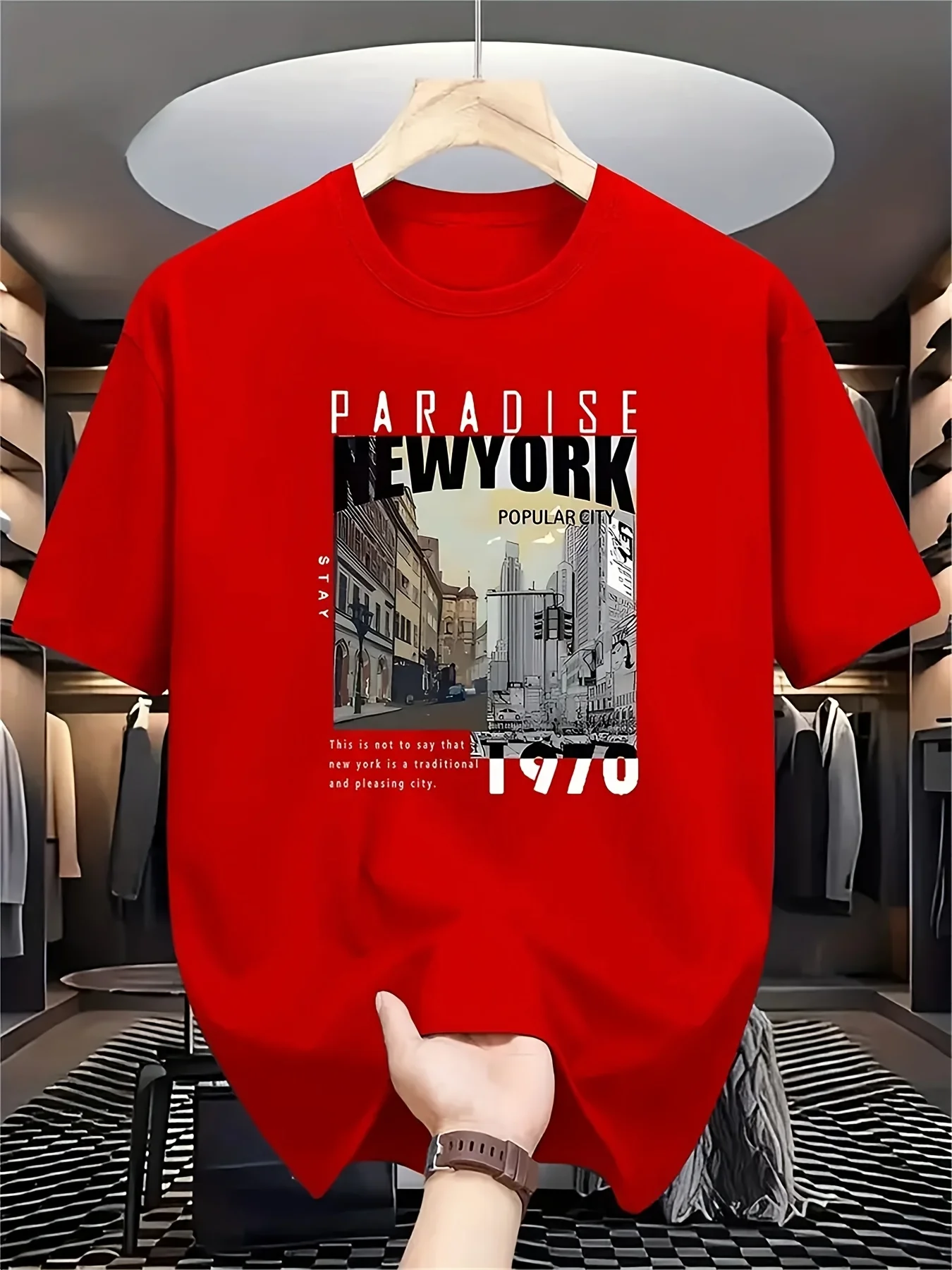 Verão masculino 100% algodão moda esportes lazer solto paraíso carta padrão impresso em torno do pescoço manga curta camiseta topo