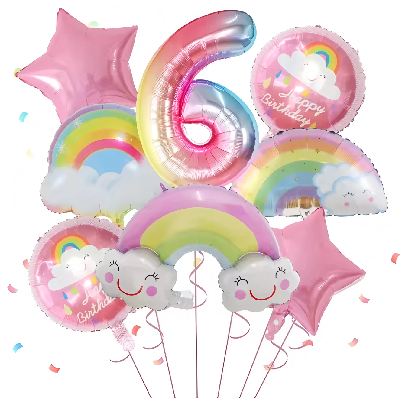 8 قطعة قوس قزح ابتسامة شرابة سحابة بالون 32 بوصة التدرج عدد احباط بالون مجموعة 0-9 طفل حفلة عيد ميلاد الديكورات الطفل الذكرى