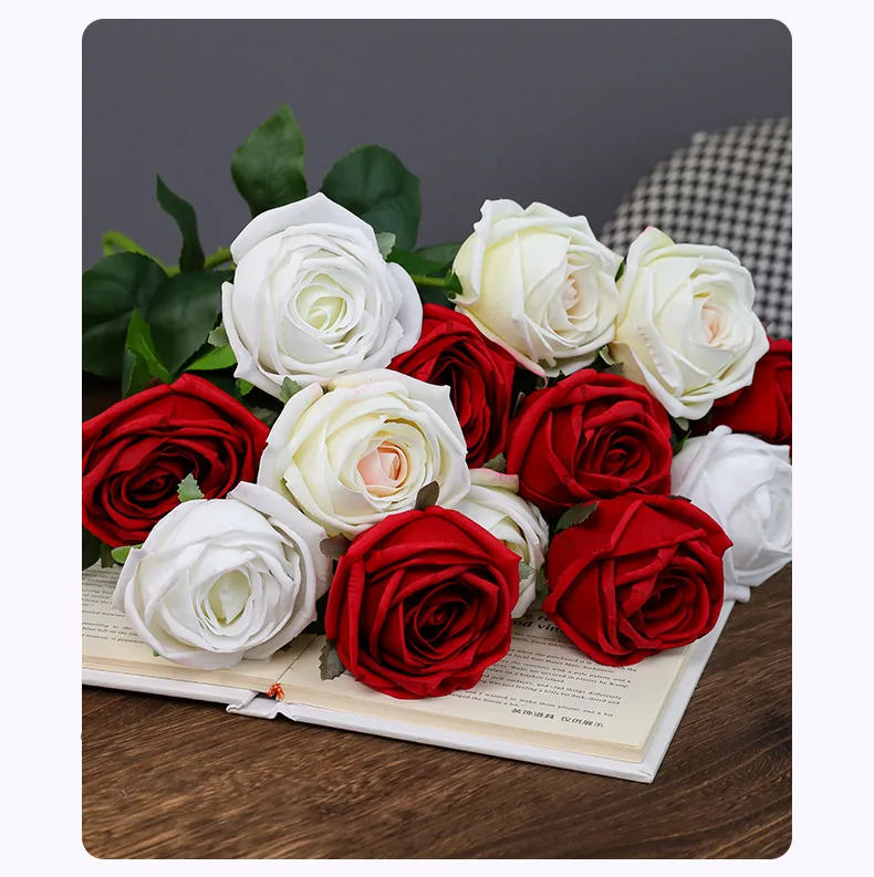 5 Stück Real Touch Rosen Künstliche Blumen Heimdekoration Realistische Rosen Brautstrauß Hochzeit Blumen Party Tischdekoration – Detail 8
