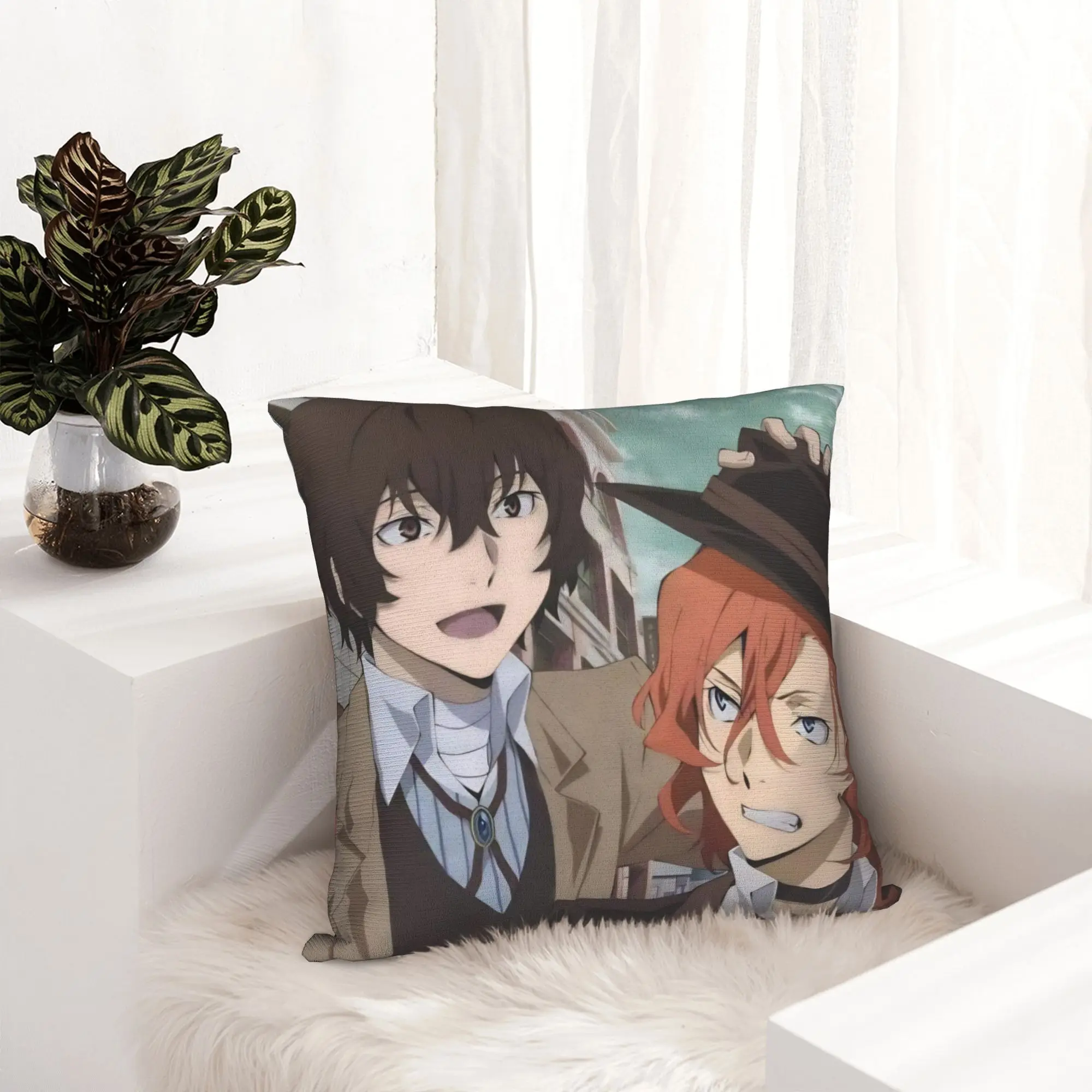Dazai Bungo Stray Dogs Pillowcase Double-sided Printing Cushion Cover Decoration  Pillow Case Cover Sofa Zippered 40X40cm