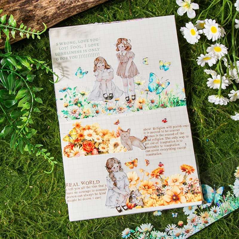 1Roll 2M PET Tape Flower Elegant Gathering Shell Light Adhesives Material Landscaping Loop Handbook Scrapbook Paste 50MM*2M image 4