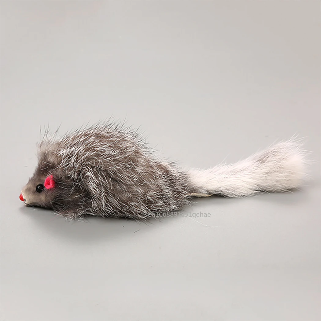 Cat Mice Toys False Mouse Cat Toy Long Tail Mice Soft Real Rabbit Fur Toy For Cats Plush Rat Playing Chew Toy Pet Supplies