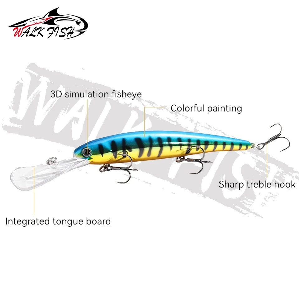 WALK FISH Deep walleye Trolling Fishing Lure Wobbler 12cm 20g Floating Crankbait Minnow Bass Pike Bait Depth 0-6m Fishing Tackle view 2