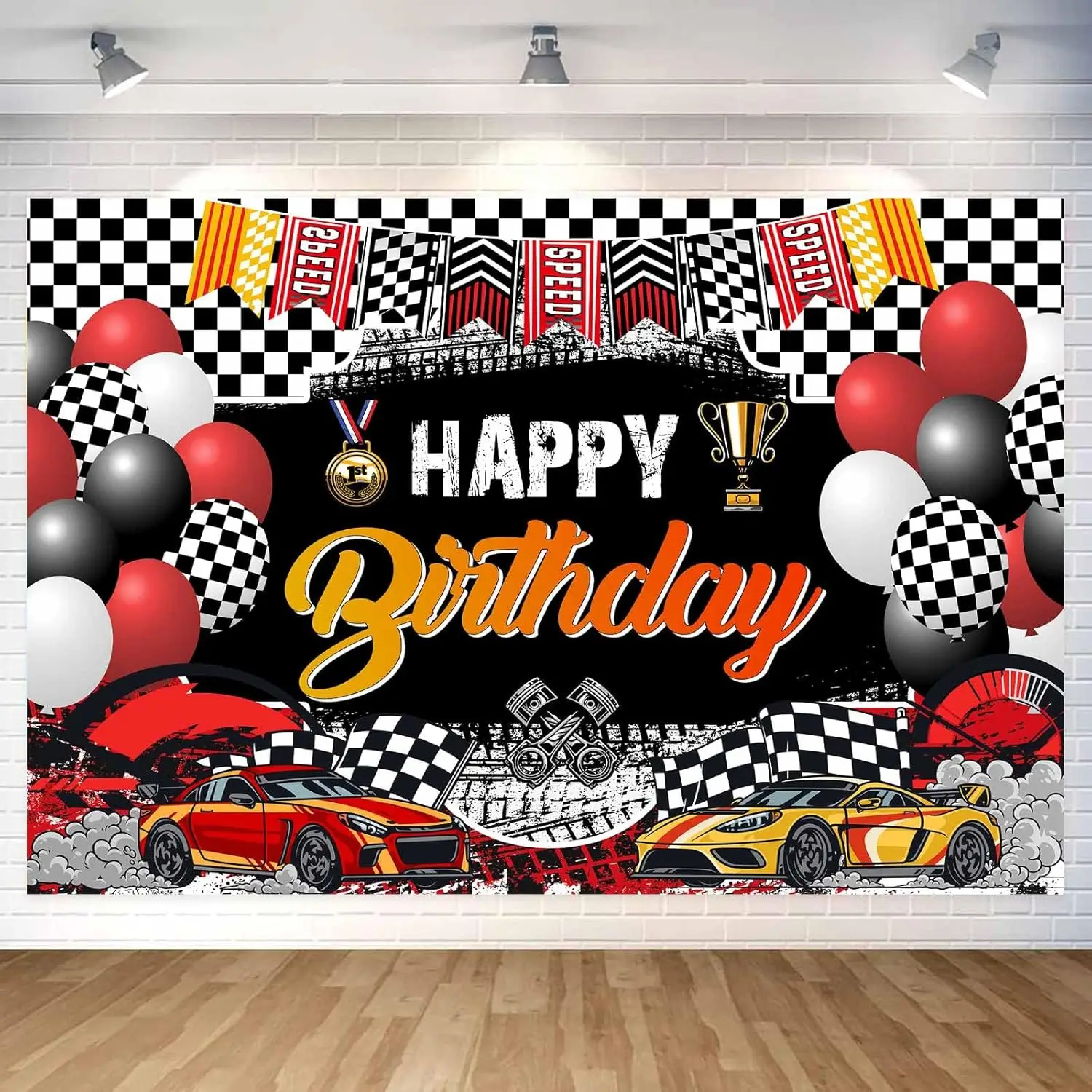 Photography Backdrop Car Racing Party Photo Background Racing Theme Party Supplies For Birthday Party Decoration Banner Poster